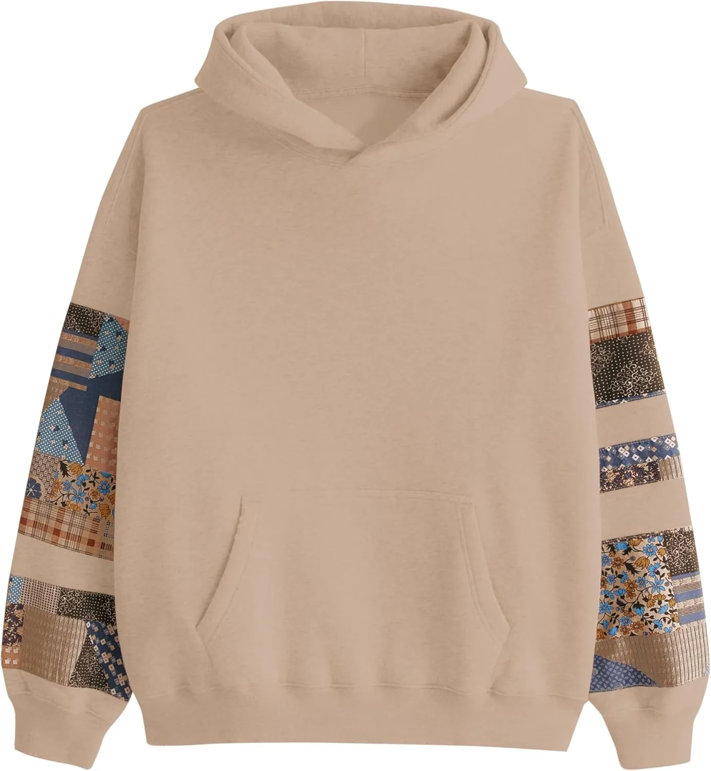 Graphic Hoodies for Women Oversized Floral Print Fleece Hooded Sweatshirts Long Sleeve Y2k Boyfriend Pullover Tops