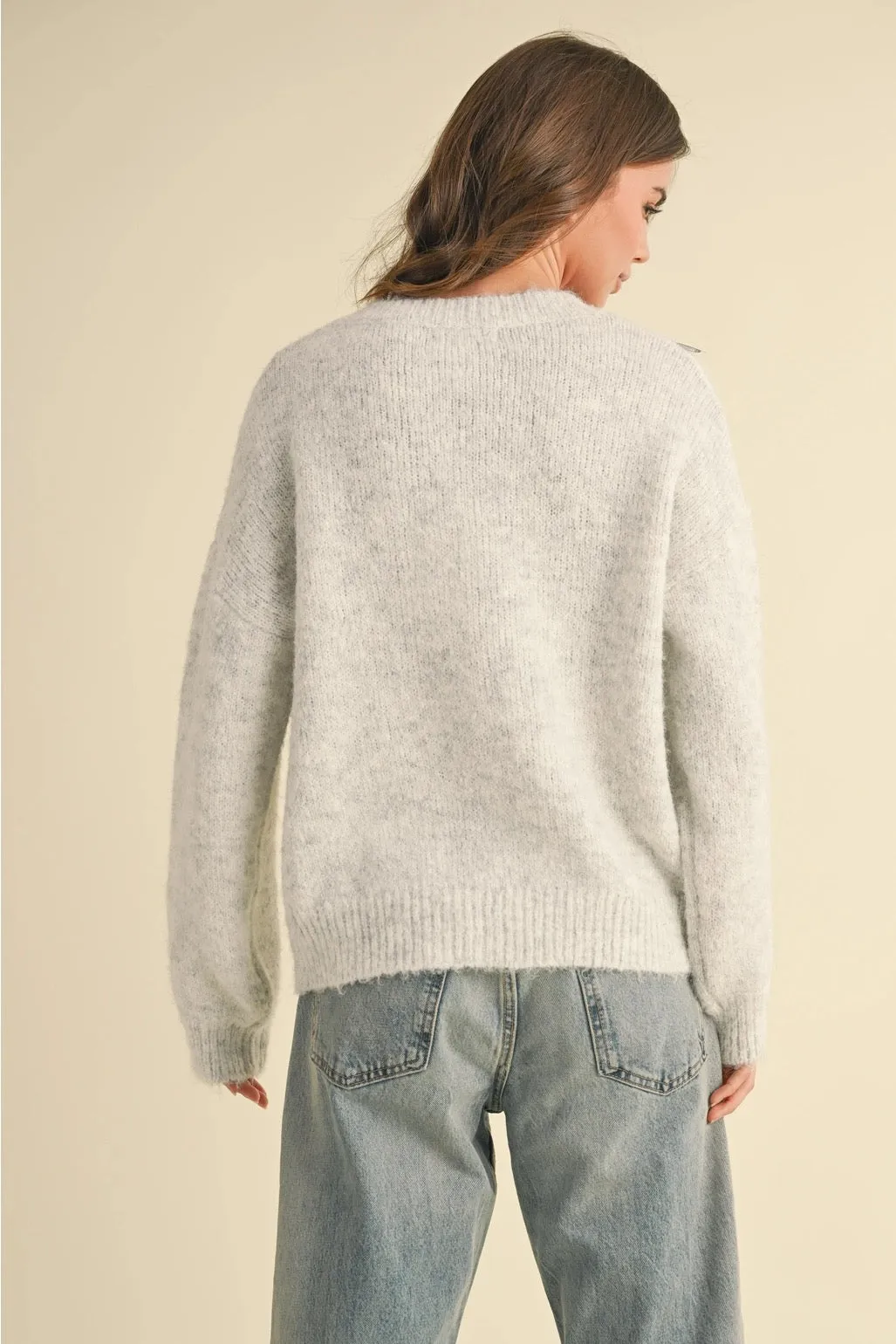 Grey Sequin Fuzzy Soft Jumper