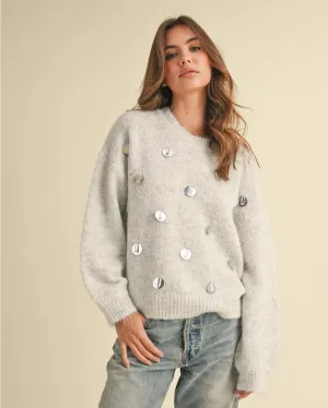 Grey Sequin Fuzzy Soft Jumper