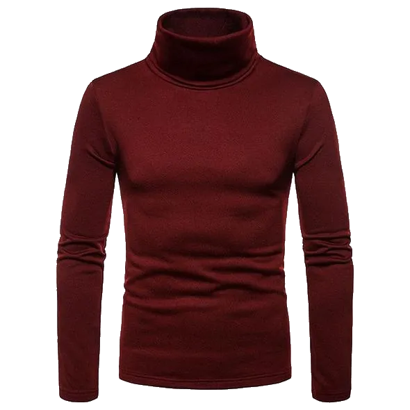 Gym Fitness Solid Men's Turtleneck Knitted Sweater High Collar Pullover Tops
