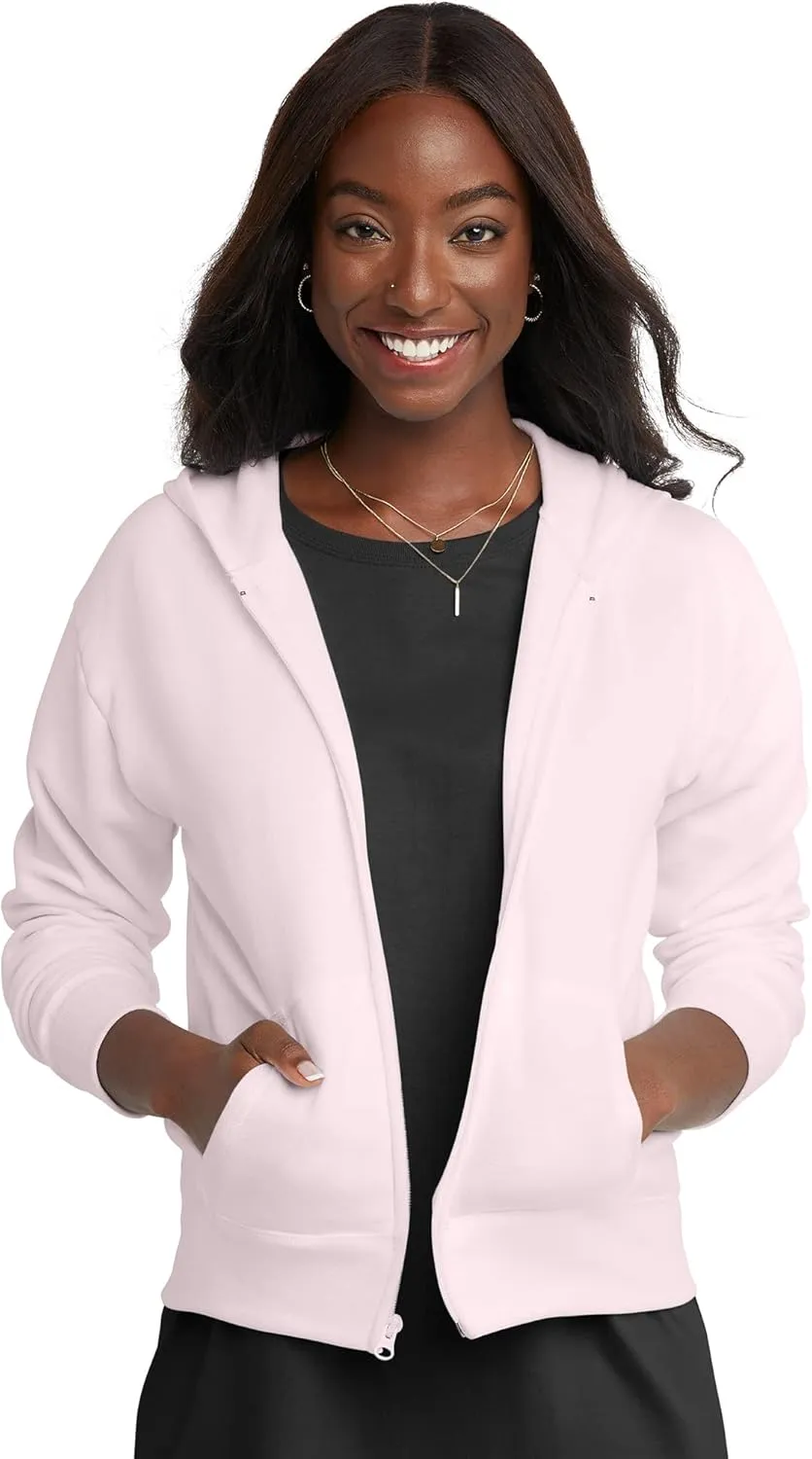 Hanes Women's Hoodie, Ecosmart Fleece Full-zip Hoodie, Zip-up Hooded Sweatshirt