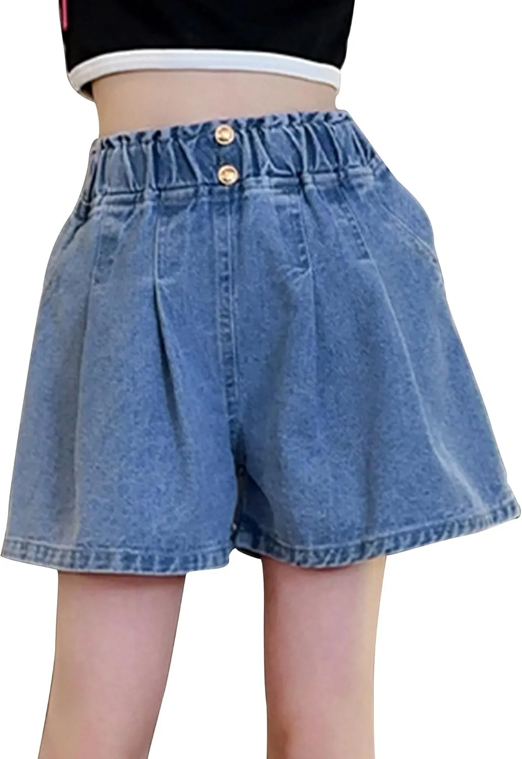 Happy Cherry Baby Girl Summer Denim Shorts Wide Leg Cute Cooling Jeans Hot Pants 1-13Y