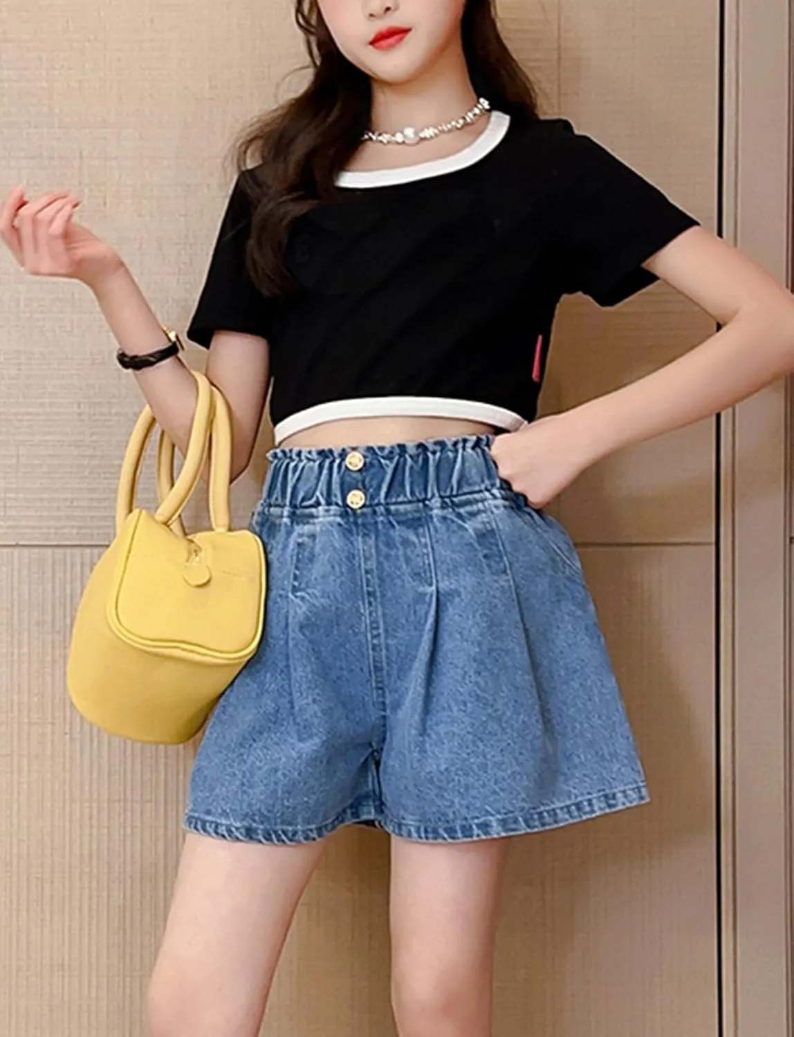 Happy Cherry Baby Girl Summer Denim Shorts Wide Leg Cute Cooling Jeans Hot Pants 1-13Y