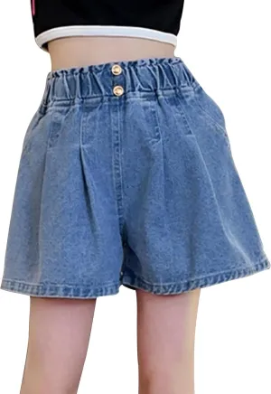 Happy Cherry Baby Girl Summer Denim Shorts Wide Leg Cute Cooling Jeans Hot Pants 1-13Y