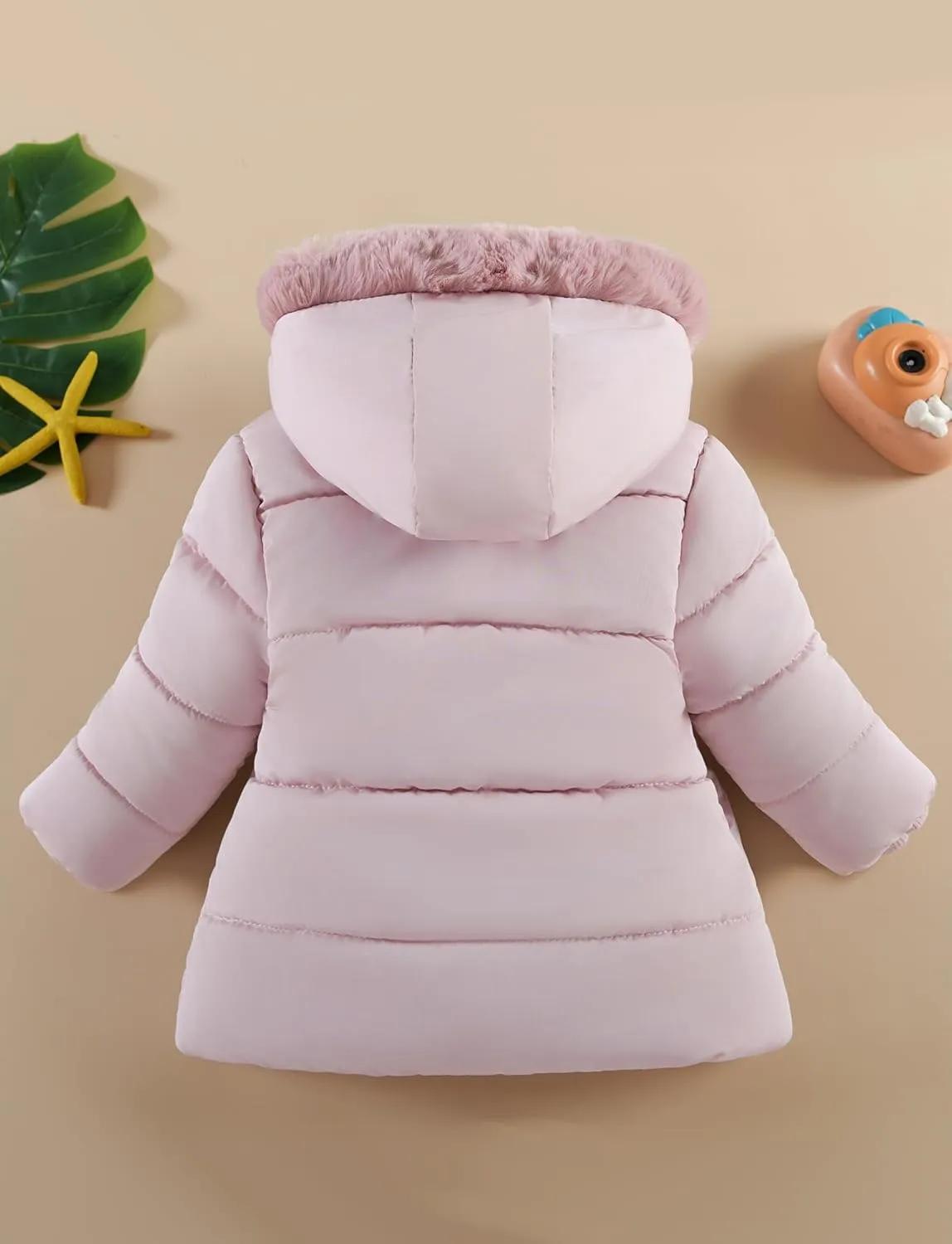 Happy Cherry Girl Winter Coat With Hooded Puffer Jackets Windproof Coat Long Sleeve Thick Outwear