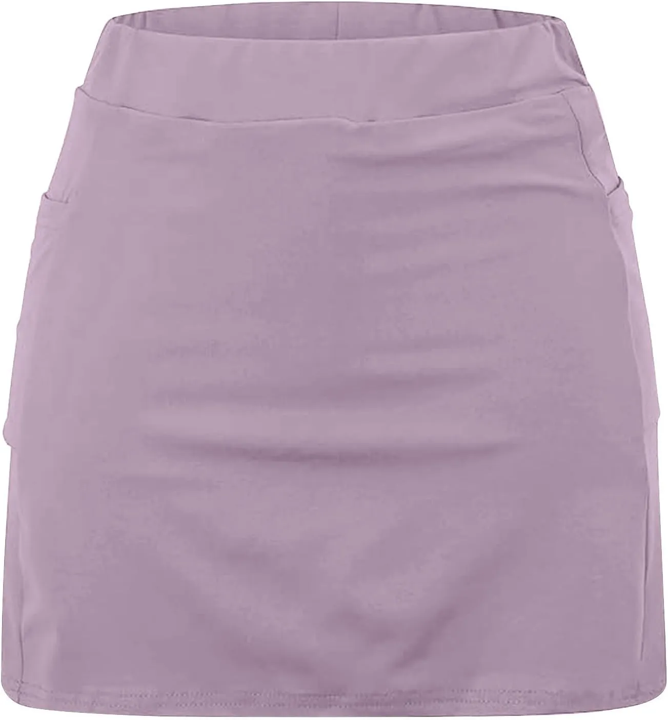HGps8w Women's Tennis Skirt with Bulit in Shorts, Solid Color Casual Workout Running Golf Athletic Activewear Skorts