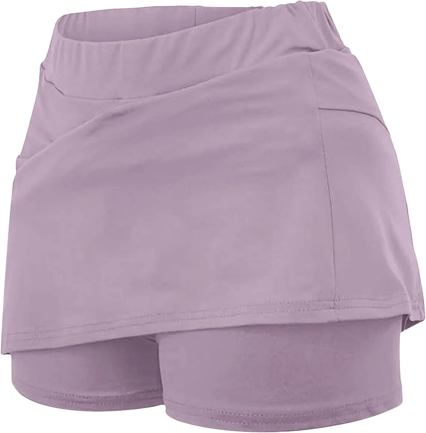 HGps8w Women's Tennis Skirt with Bulit in Shorts, Solid Color Casual Workout Running Golf Athletic Activewear Skorts