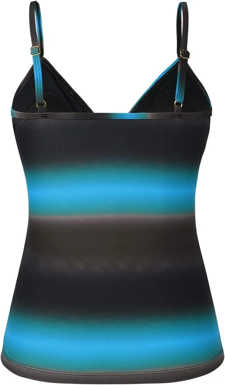 Hilor Women's Tankini Tops Shirred Ruffled Swimsuits V Neck Swimwear Top