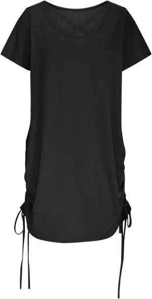 hlysgo Dresses for Women 2025 Summer Side Shirring Short Sleeve V Neck Mini Dresses Casual Cutout Back Beach Coverup Dress