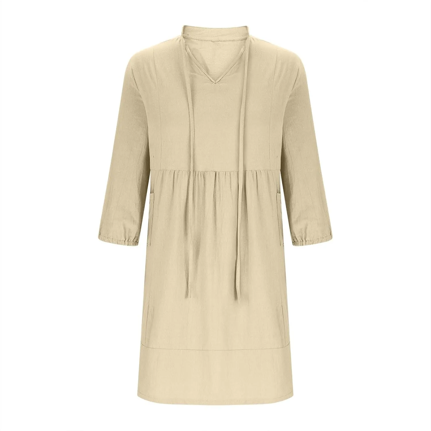 hlysgo Women's Mini Dress with Pockets 2025 Summer Casual 3/4 Sleeve V Neck Short Dress Trendy Knee Length Going Out Dresses