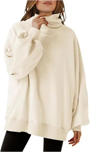 Hoodie Womens Fashion Oversized Sweatshirts Loose Fit Drop Shoulder Pullover Plain Long Sleeve Dressy Casual Tops