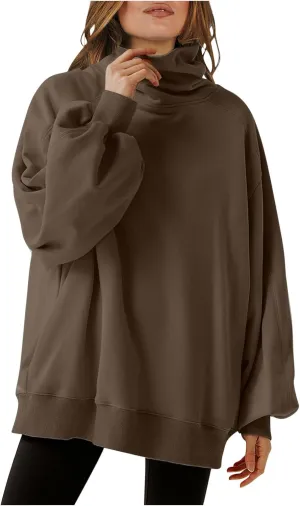 Hoodie Womens Fashion Oversized Sweatshirts Loose Fit Drop Shoulder Pullover Plain Long Sleeve Dressy Casual Tops