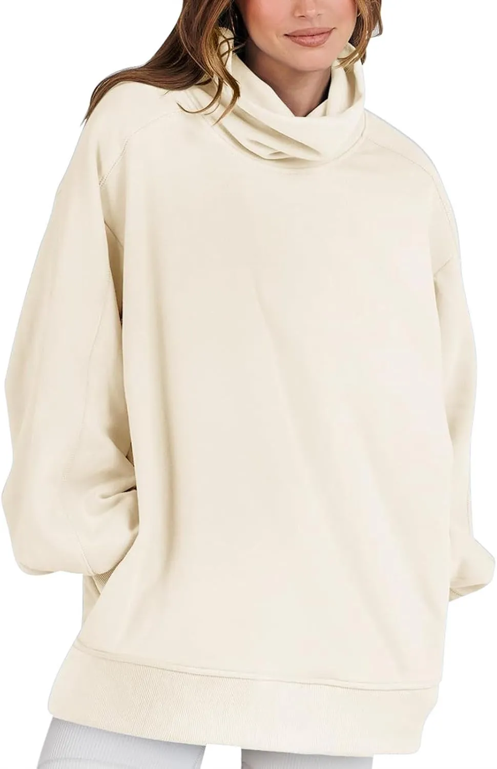 Hoodie Womens Fashion Oversized Sweatshirts Loose Fit Drop Shoulder Pullover Plain Long Sleeve Dressy Casual Tops
