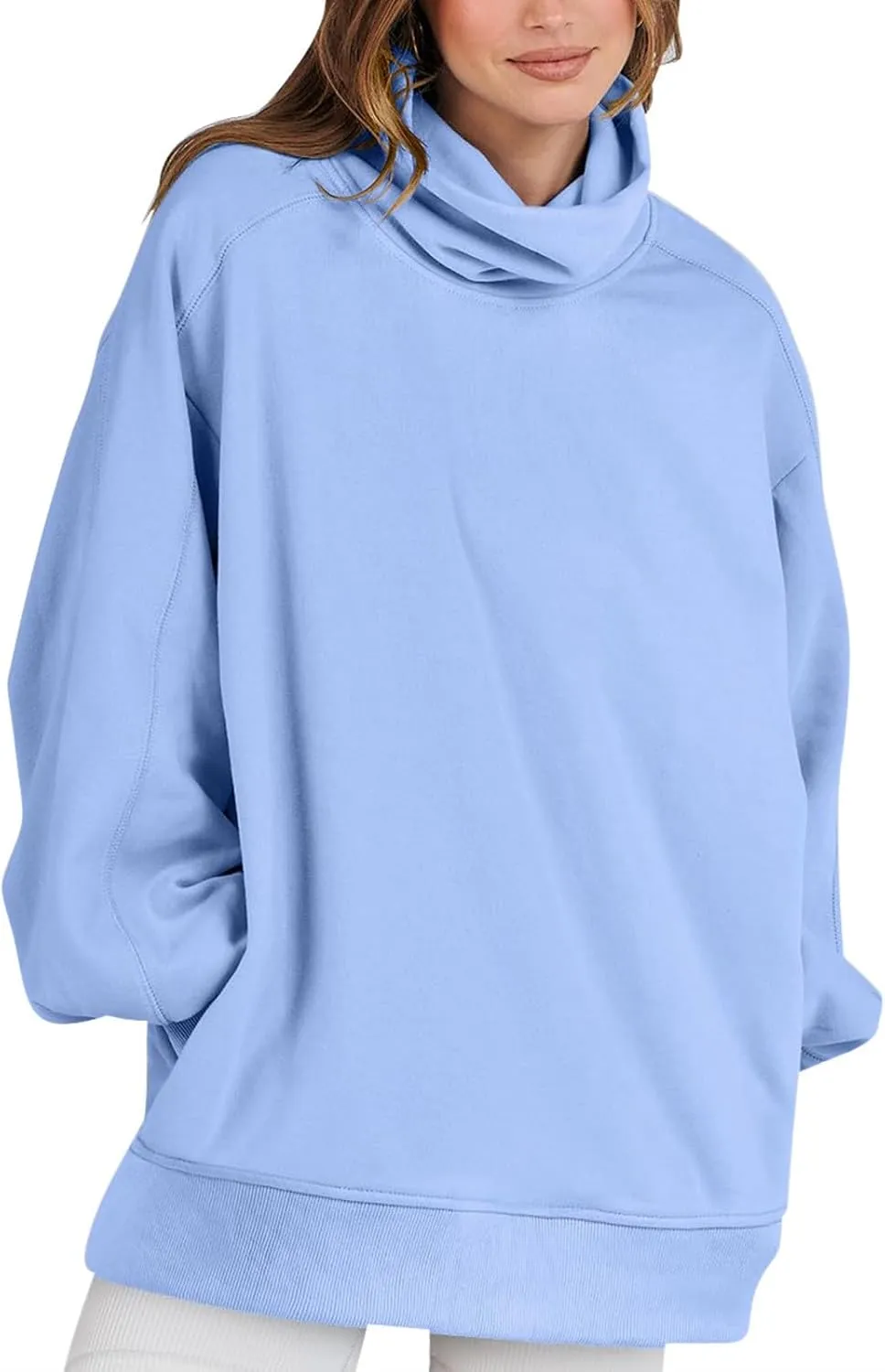Hoodie Womens Fashion Oversized Sweatshirts Loose Fit Drop Shoulder Pullover Plain Long Sleeve Dressy Casual Tops
