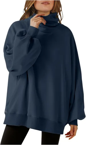 Hoodie Womens Fashion Oversized Sweatshirts Loose Fit Drop Shoulder Pullover Plain Long Sleeve Dressy Casual Tops