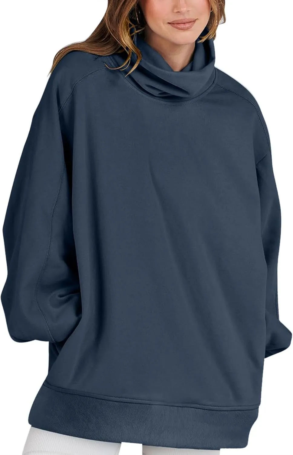 Hoodie Womens Fashion Oversized Sweatshirts Loose Fit Drop Shoulder Pullover Plain Long Sleeve Dressy Casual Tops