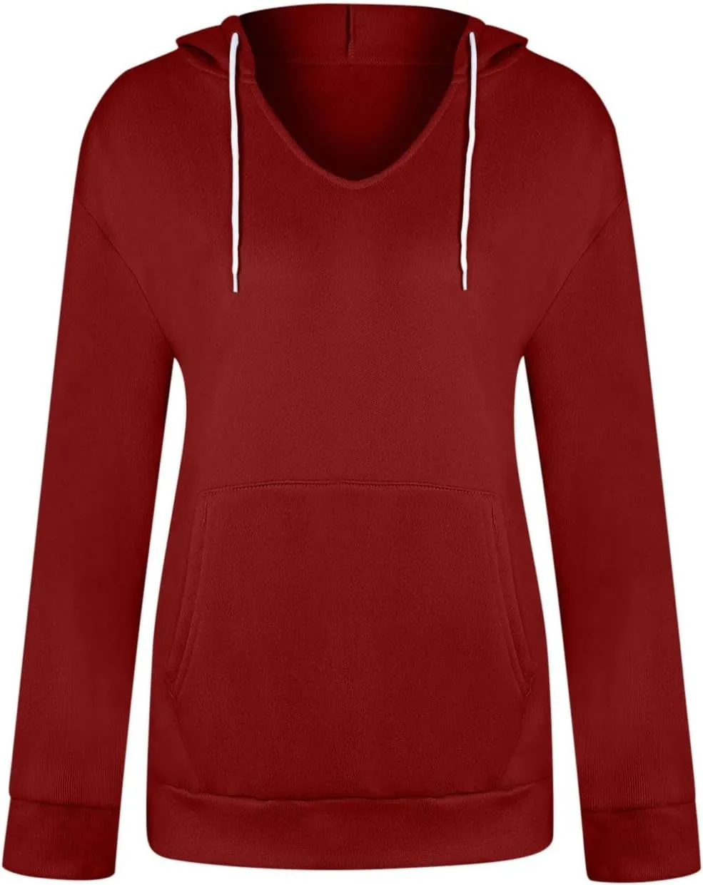 Hoodies For Women Casual Solid Color Long Sleeve v Neck Hooded Sweatshirt Loose Comfy Fall Fashion Pullover Tops 2024