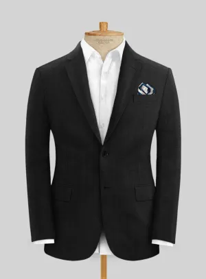 Italian Prato Black Herringbone Linen Jacket