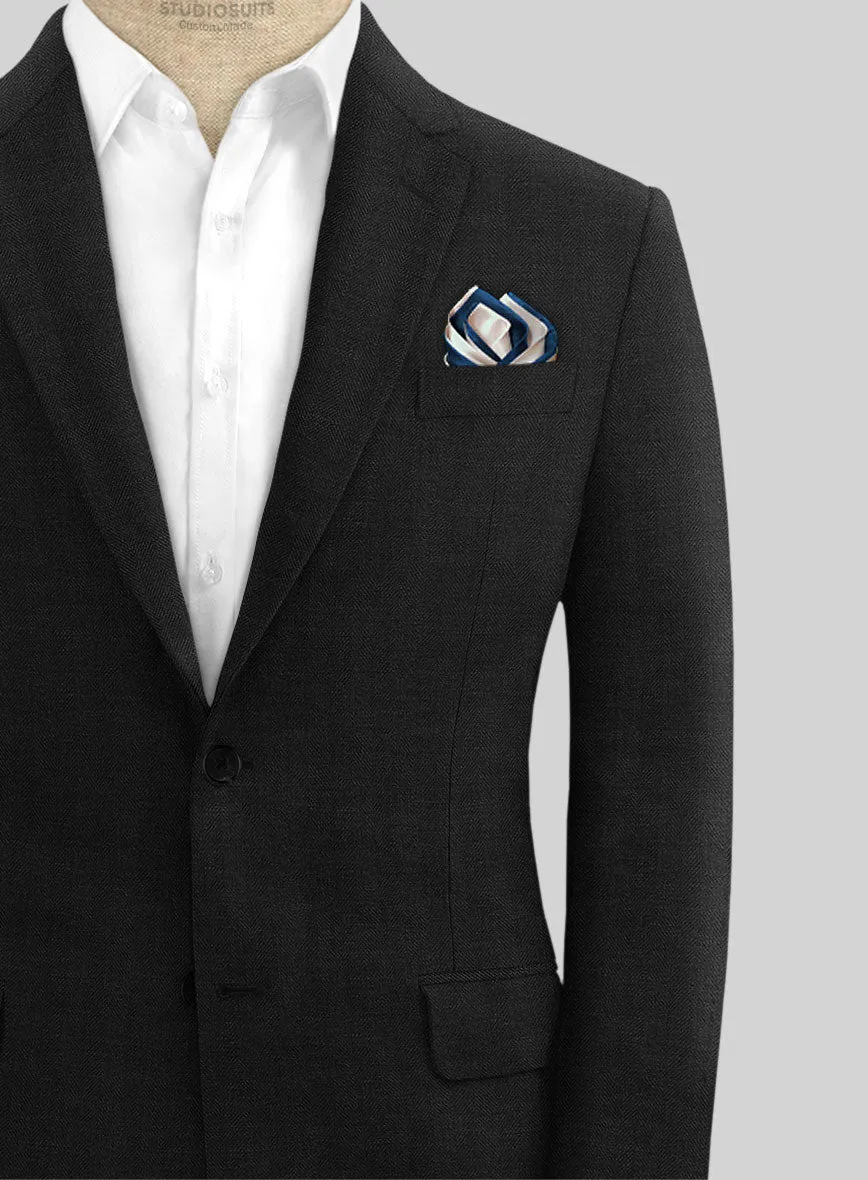 Italian Prato Black Herringbone Linen Jacket