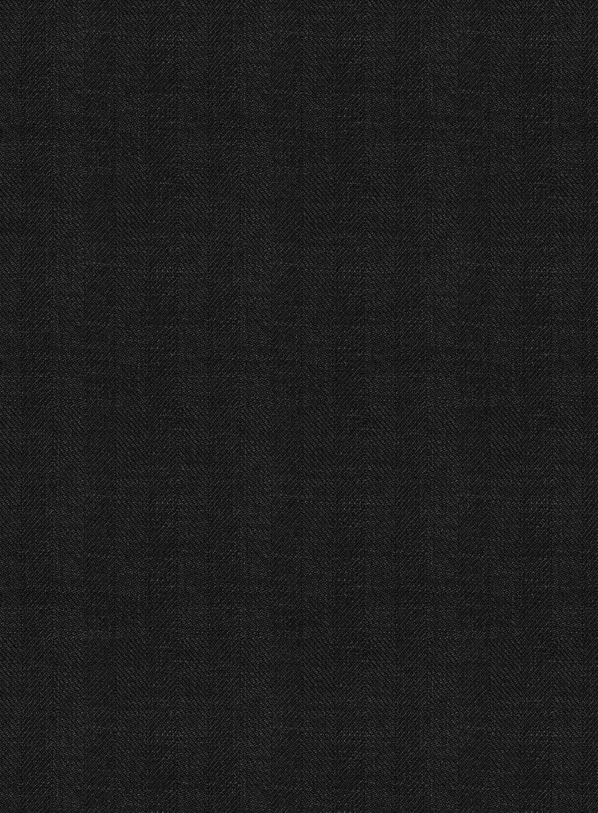Italian Prato Black Herringbone Linen Jacket