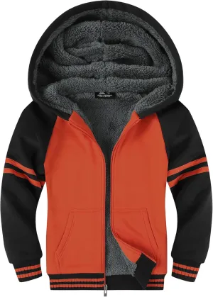 JACKETOWN Hoodie for Boys Fleece Jacket Zip Up Sherpa Lined Hooded Sweatshirts with Two Pockets 6-15 Years Old