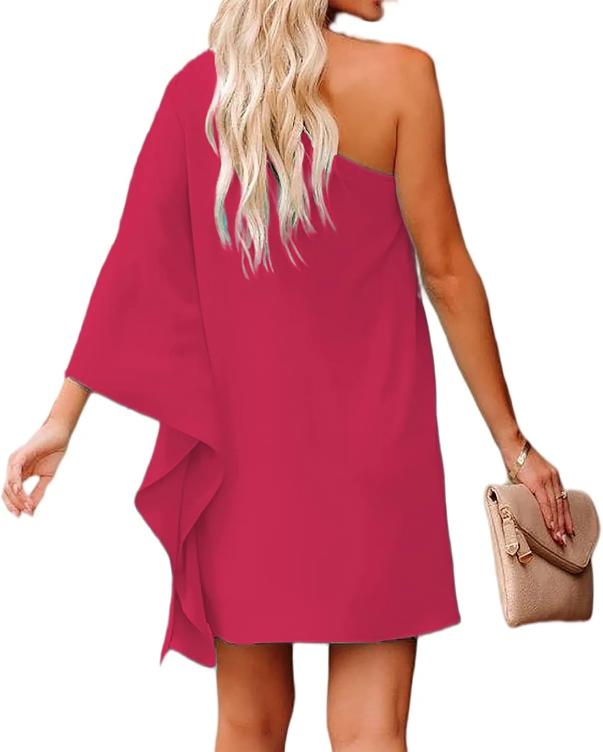 Jhsnjnr Women's Casual Batwing Sleeve One Shoulder Dresses Summer Club Party Cocktail Dresses