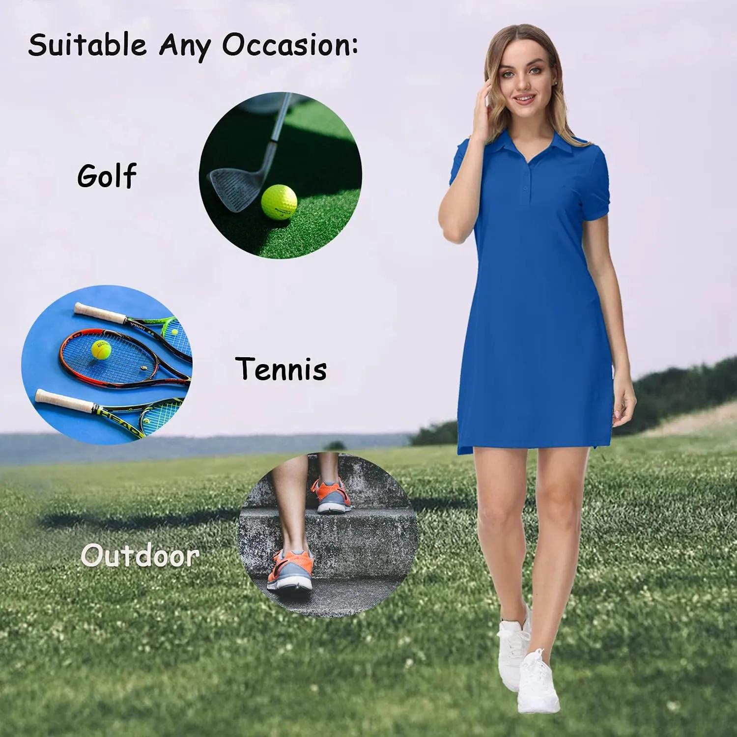 JINSHI Women T Shirt Dress Hiking/Tennis/Golf/Leisure Comfortable and Soft Athletic Dress for Women