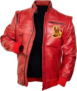Johnny Lawrence Red Karate Kid Cobra Kobra Kai Men Faux Or PU Leather Bomber Jacket