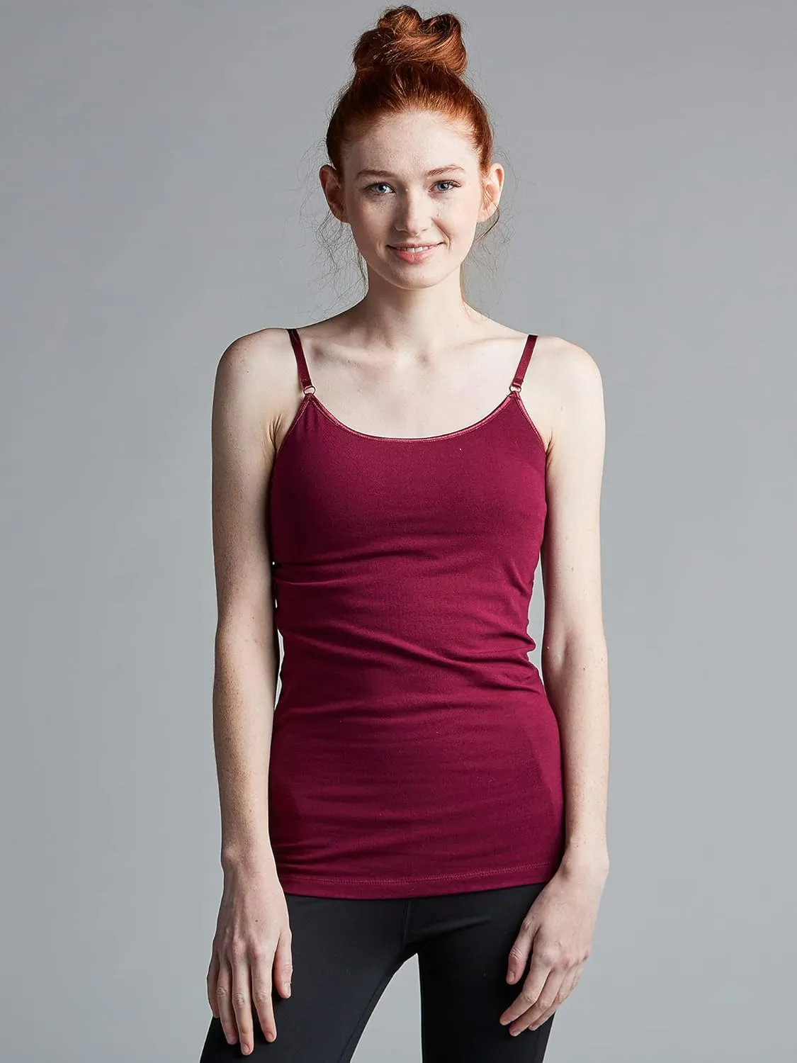 Kalon Women's 4-Pack Shelf Bra Tank Top Camisole Classic Spaghetti Strap