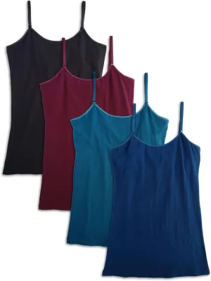 Kalon Women's 4-Pack Shelf Bra Tank Top Camisole Classic Spaghetti Strap