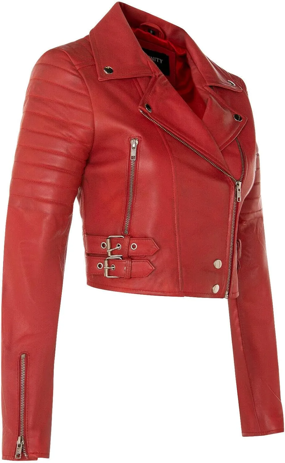 Ladies Cropped Jacket Short Body Gothic Top Chic Biker REAL LEATHER Jacket