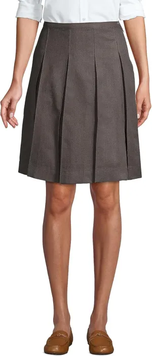 Lands' End School Uniform Women's Solid Box Pleat Skirt Top of Knee