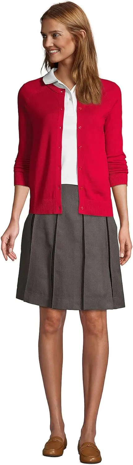 Lands' End School Uniform Women's Solid Box Pleat Skirt Top of Knee
