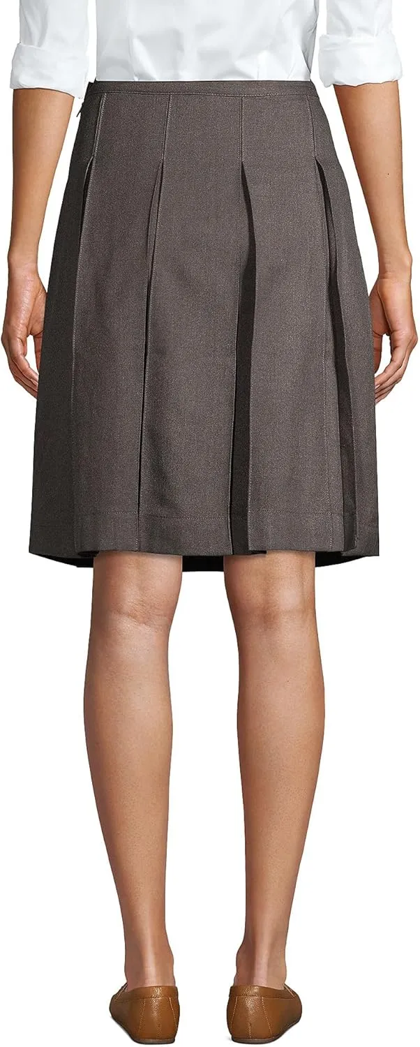 Lands' End School Uniform Women's Solid Box Pleat Skirt Top of Knee