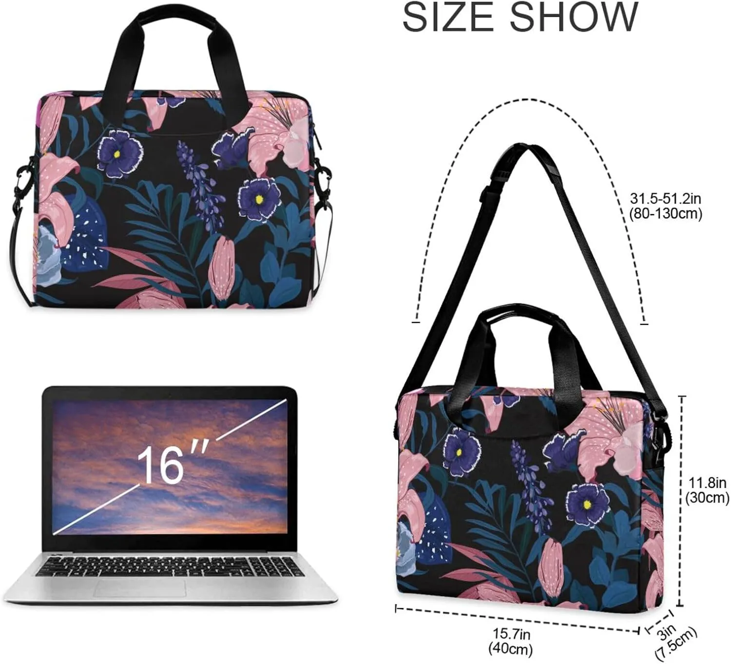 Laptop Computer Tote Bag Briefcase Crossbody Shoulder Strap Top Handle Men Women