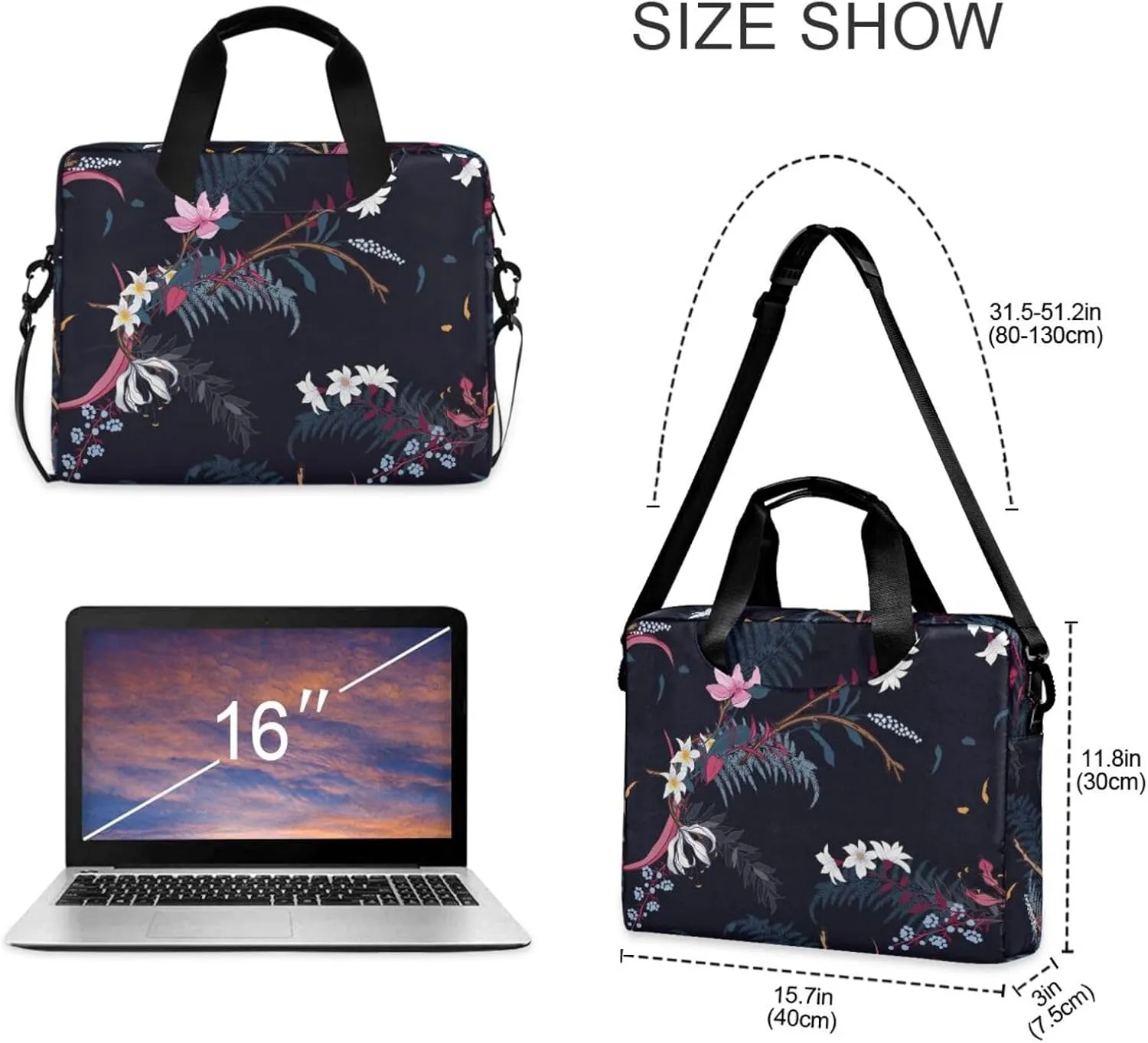 Laptop Computer Tote Bag Briefcase Crossbody Shoulder Strap Top Handle Men Women