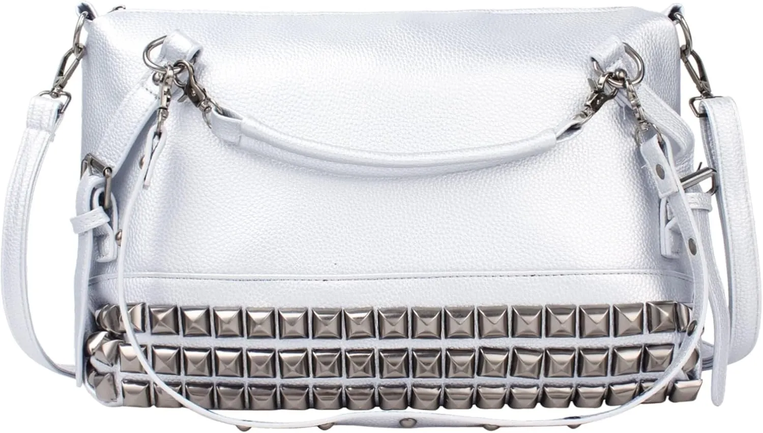 Large Crossbody Purse Leather Top Handle Punk Rivet Hobo Handbag for Women