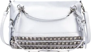 Large Crossbody Purse Leather Top Handle Punk Rivet Hobo Handbag for Women