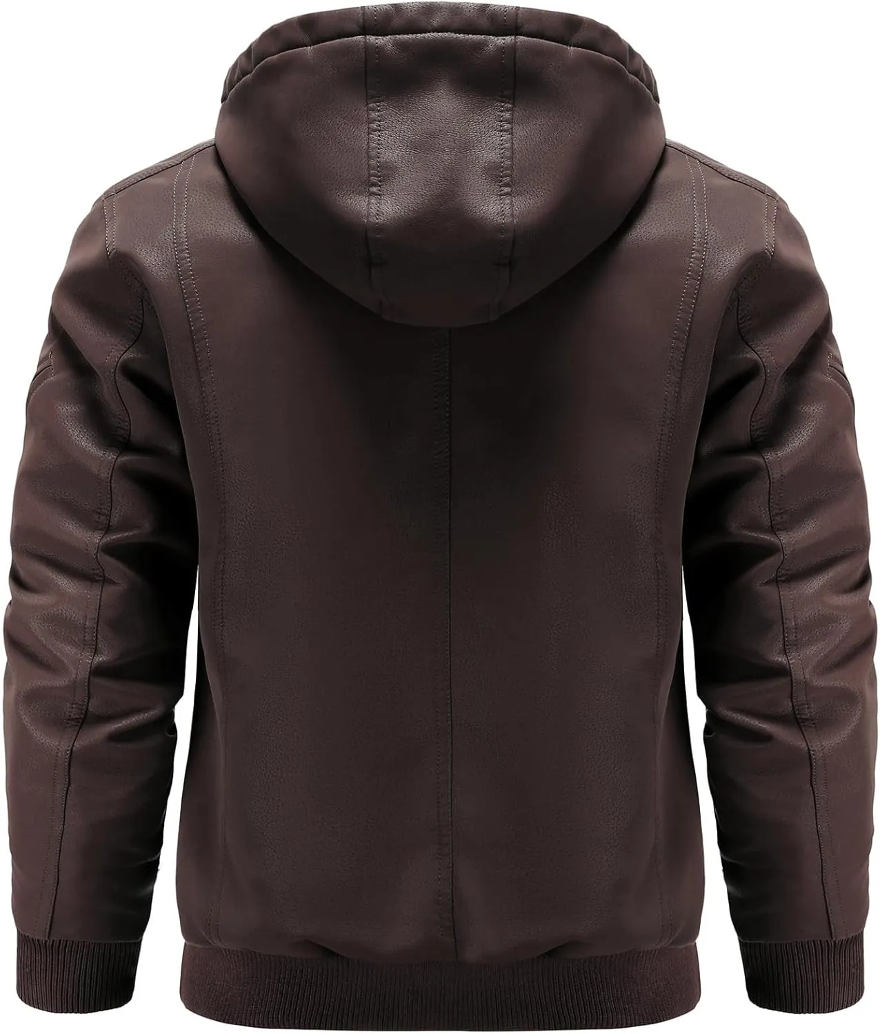 Leather Jackets for Men,Stand Collar Zip Up Motorcycle Biker Bomber Jacket With Removable Hood
