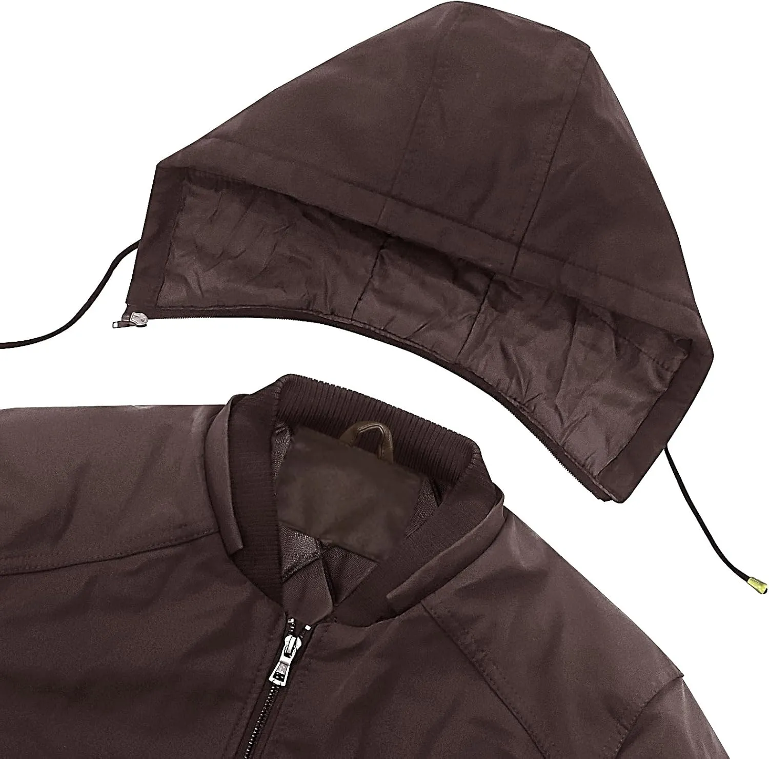 Leather Jackets for Men,Stand Collar Zip Up Motorcycle Biker Bomber Jacket With Removable Hood