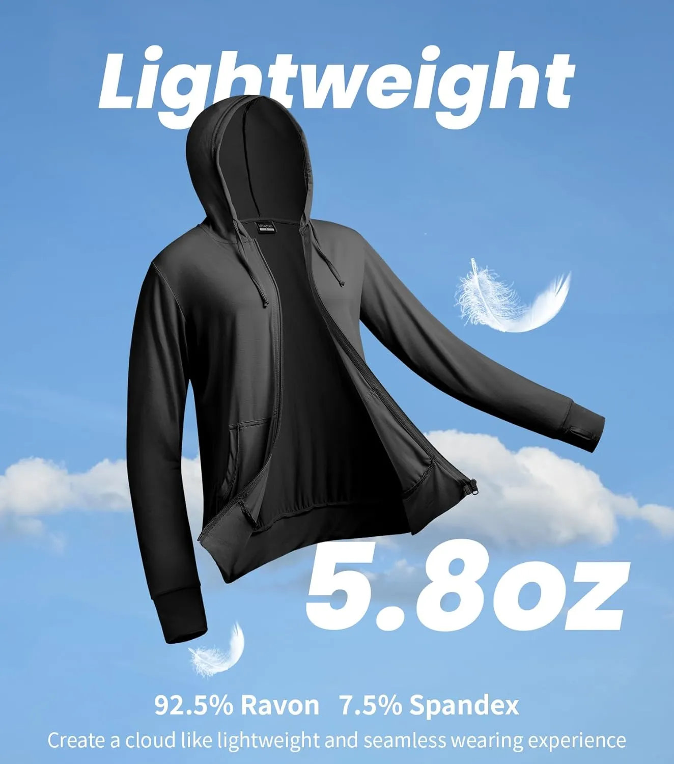 LETAOTAO Womens' Lightweight Zip Up Hoodies Stretch Thin Summer Jackets For Women
