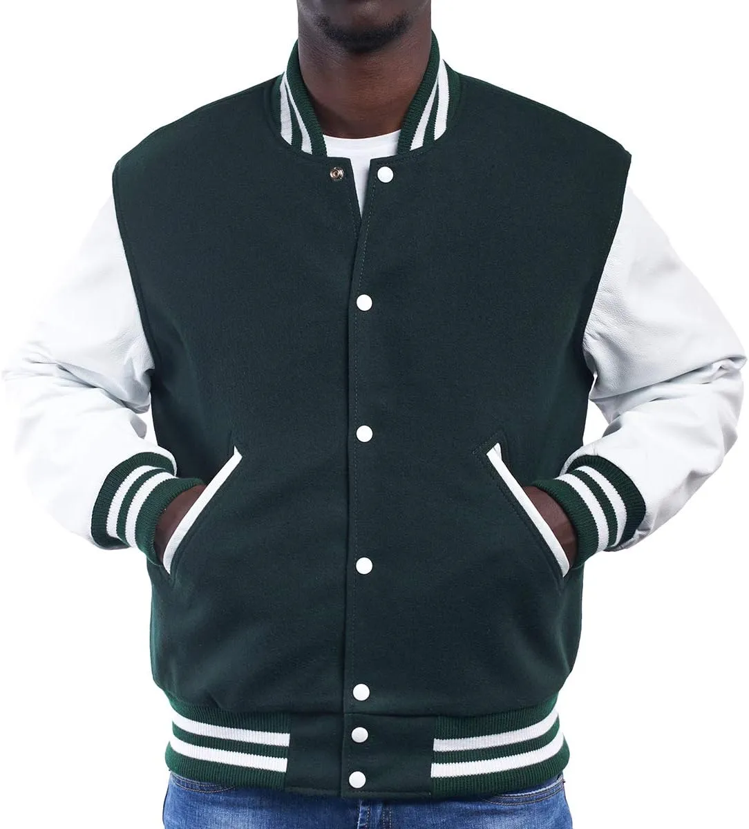 Letterman Jacket (16 Color Options) S to 5XL (Wool, Leather Sleeves)