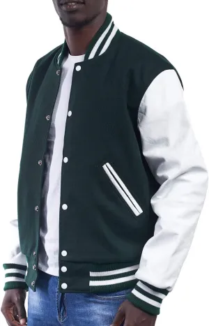 Letterman Jacket (16 Color Options) S to 5XL (Wool, Leather Sleeves)