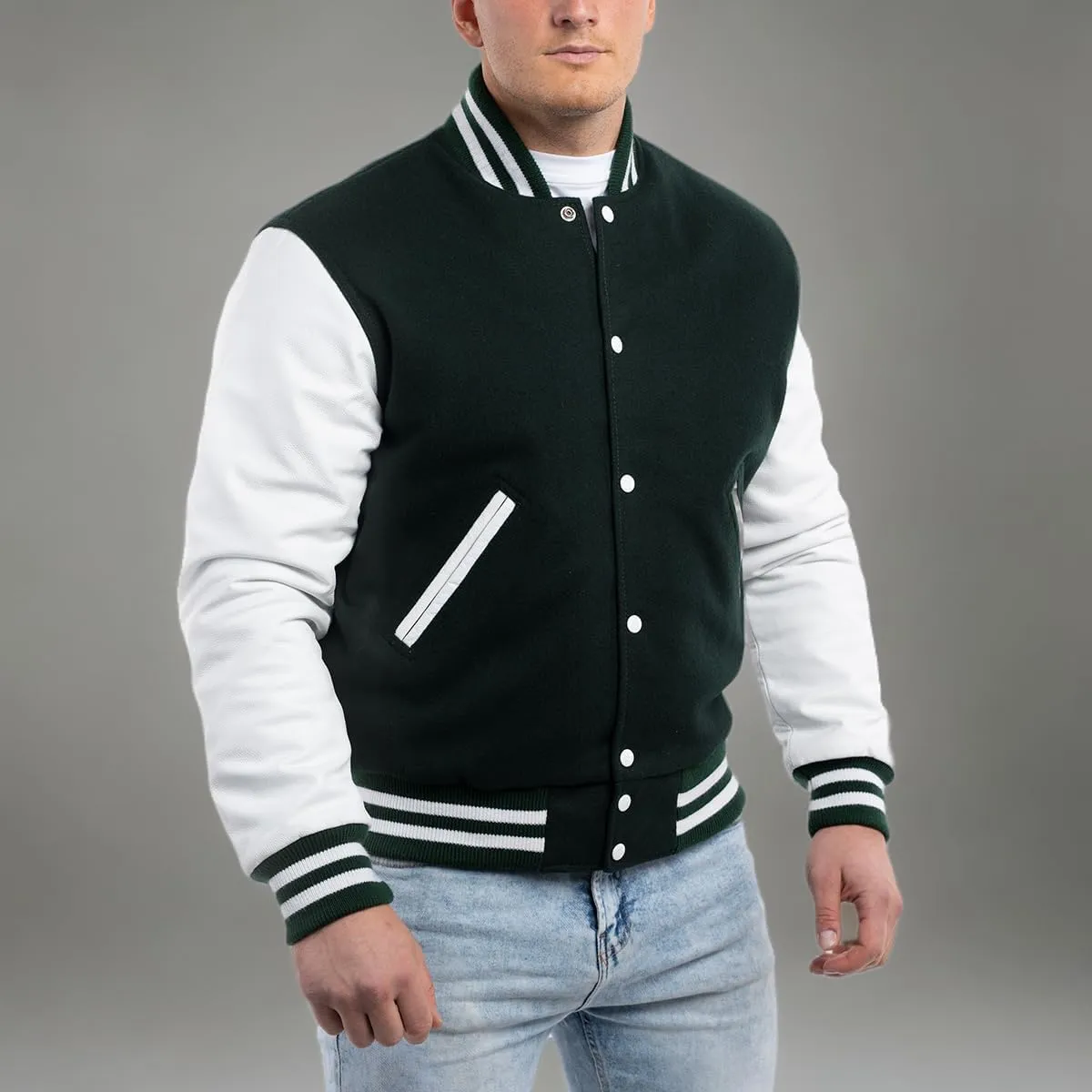 Letterman Jacket (16 Color Options) S to 5XL (Wool, Leather Sleeves)