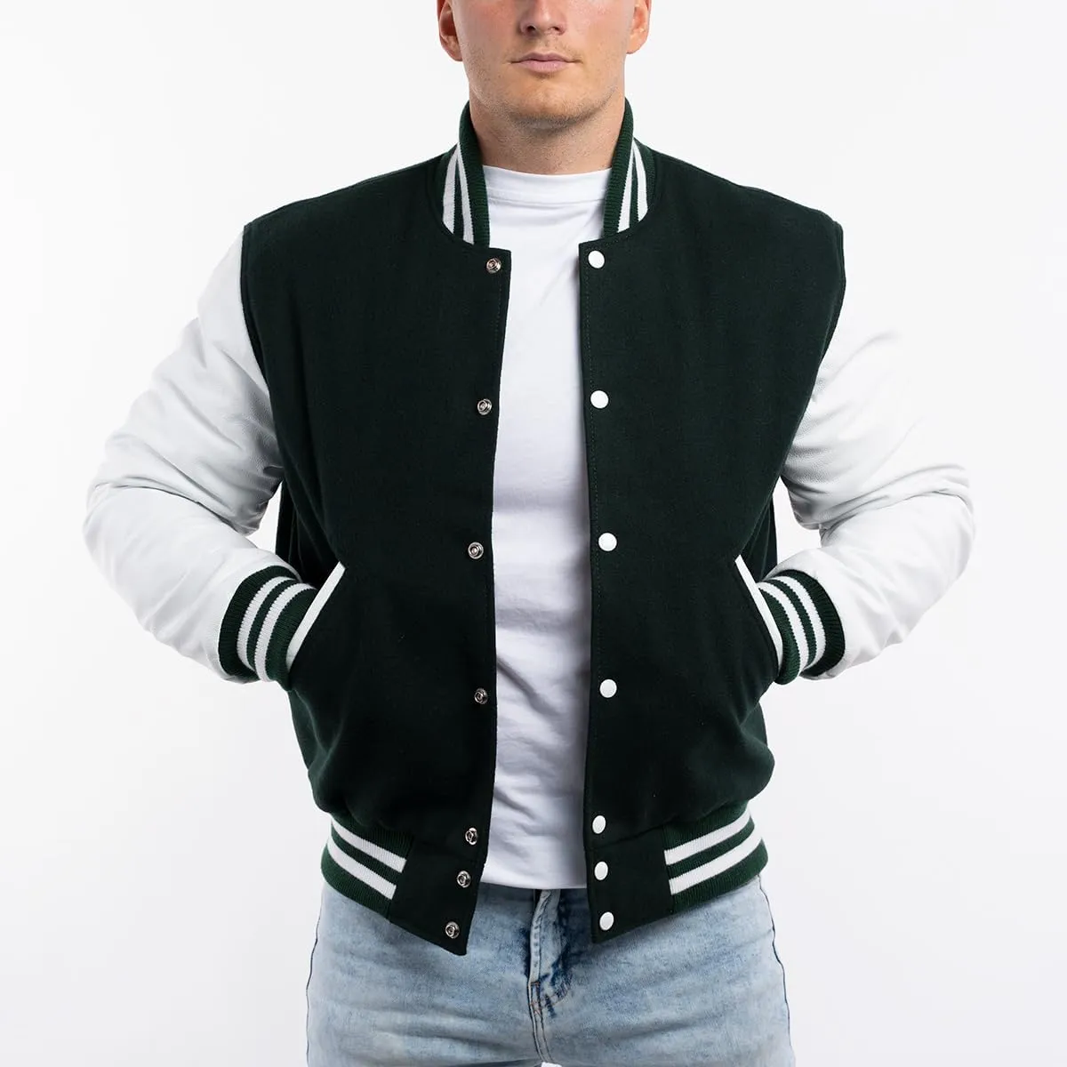 Letterman Jacket (16 Color Options) S to 5XL (Wool, Leather Sleeves)
