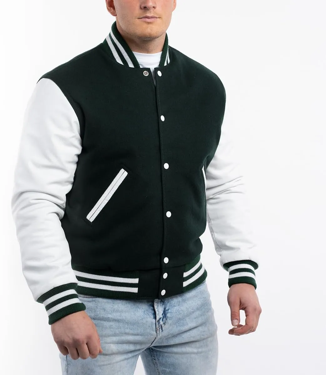 Letterman Jacket (16 Color Options) S to 5XL (Wool, Leather Sleeves)
