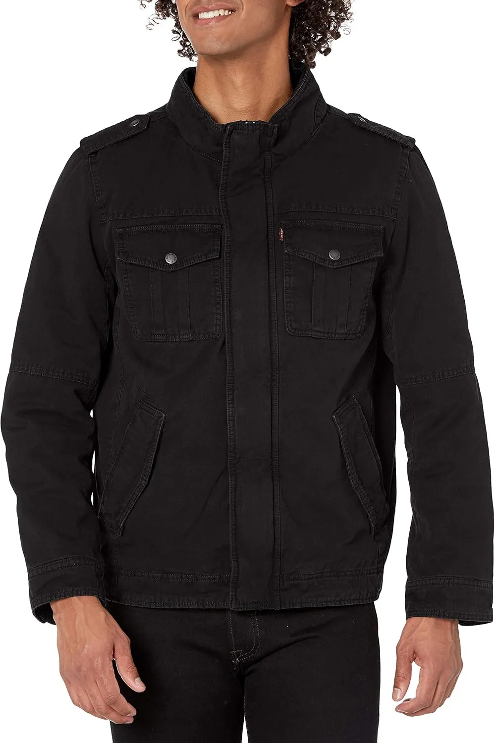Levi's Men's Washed Cotton Hooded Military Jacket