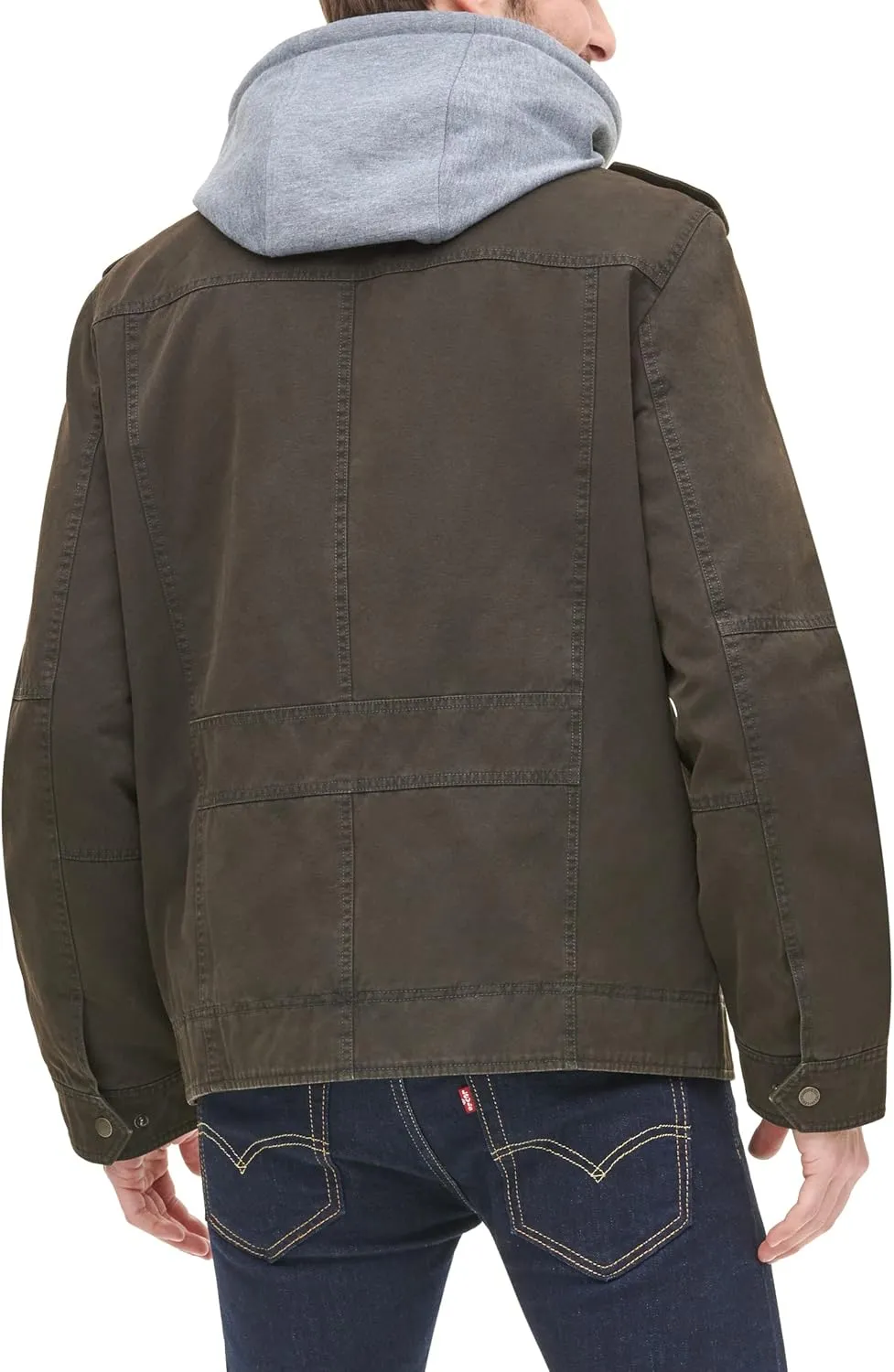 Levi's Men's Washed Cotton Hooded Military Jacket