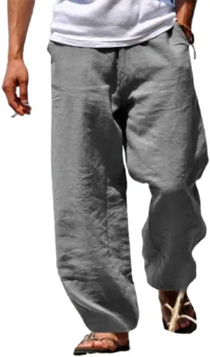 Linen Hip-Hop Pants for Men Cotton Linen Loose Casual Sports Pant Summer Beach Hawaiian Pants for Men