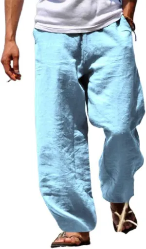 Linen Hip-Hop Pants for Men Cotton Linen Loose Casual Sports Pant Summer Beach Hawaiian Pants for Men